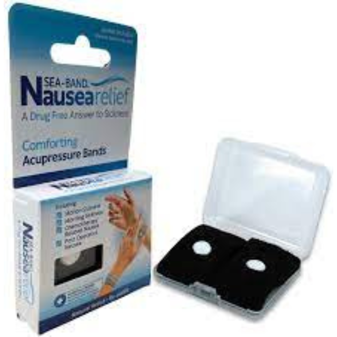 Sea Band Anti Nausea Acupressure Wristband for Motion or Morning Sickness Adult 1 Pair PACKAGING MAY VARY