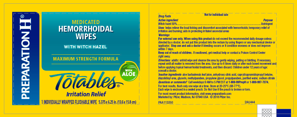 Preparation H Totables Hemorrhoidal Irritation Relief Wipe (10 Count)