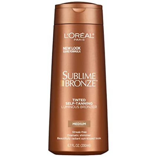 L'Oreal Paris Sublime Bronze Tinted Self Tanning Luminous Bronzer Lotion Medium 6.7 Fl Oz (200ml)