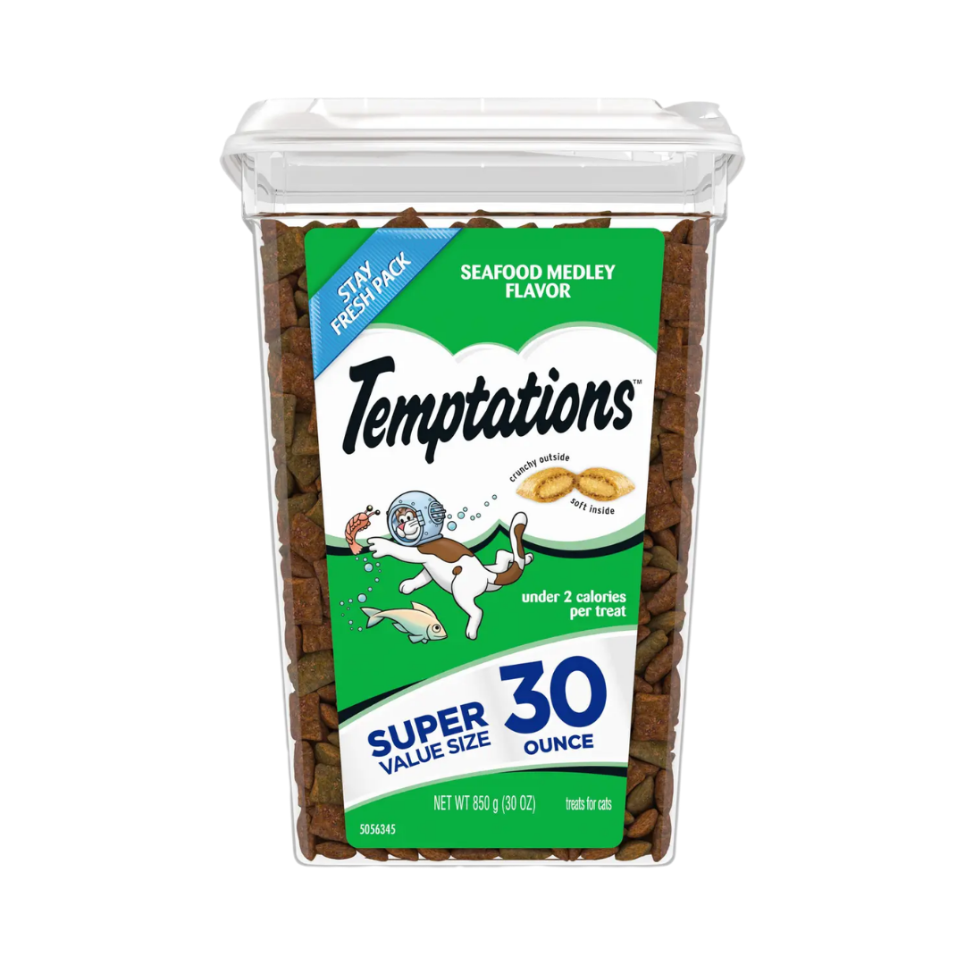 Temptations Crunchy Outside Soft Inside Treats Seafood Medley Flavor for Cats