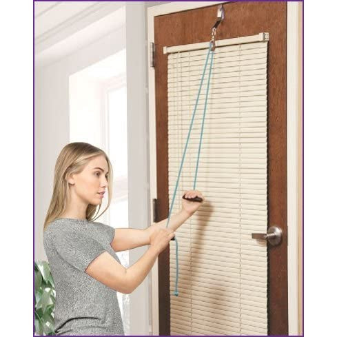 Economy Overhead Overdoor Shoulder Therapy Exercise Pulley System, Plastic Handles (Blue)