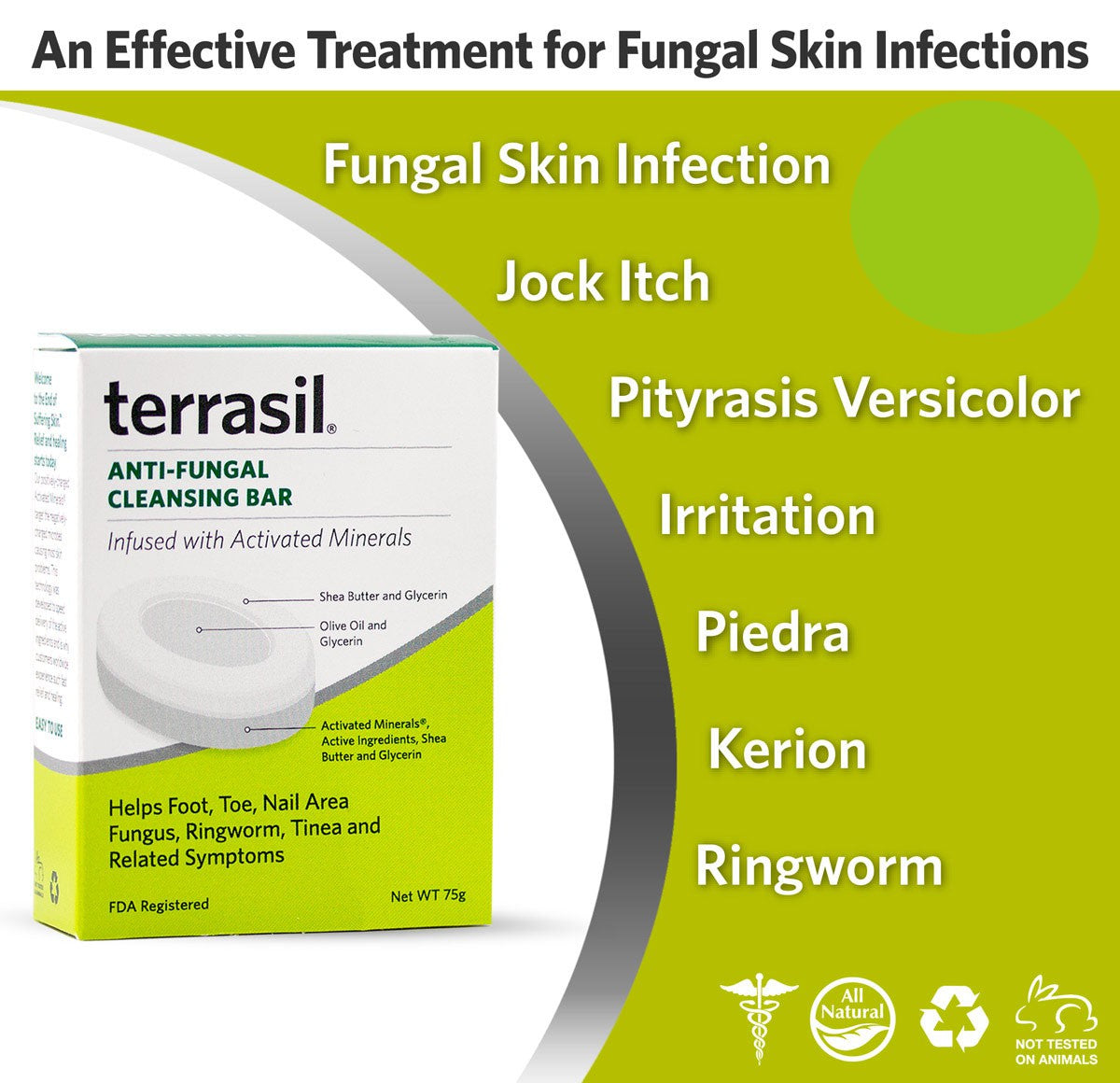 Terrasil Anti-Fungal Anti Fungal Cleansing Bar, 75 g