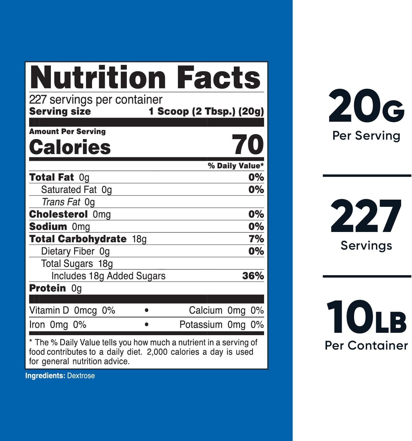 Nutricost Dextrose Unflavored Powder 10LB / 4536g