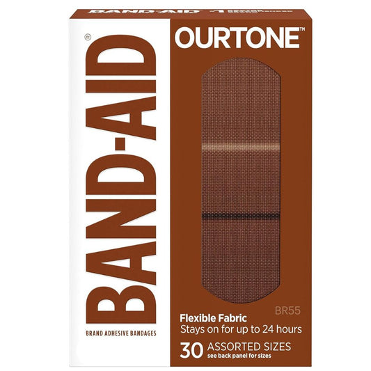 Band-Aid Brand Adhesive Bandages, Ourtone Flexible Fabric Protection & Care of Minor Cuts & Scrapes Assorted Sizes, 30 Pieces