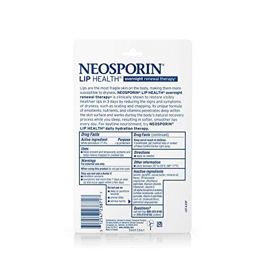 Neosporin Lip Health Overnight Healthy Lips Renewal Therapy Petrolatum Lip Protectant 0.27 oz