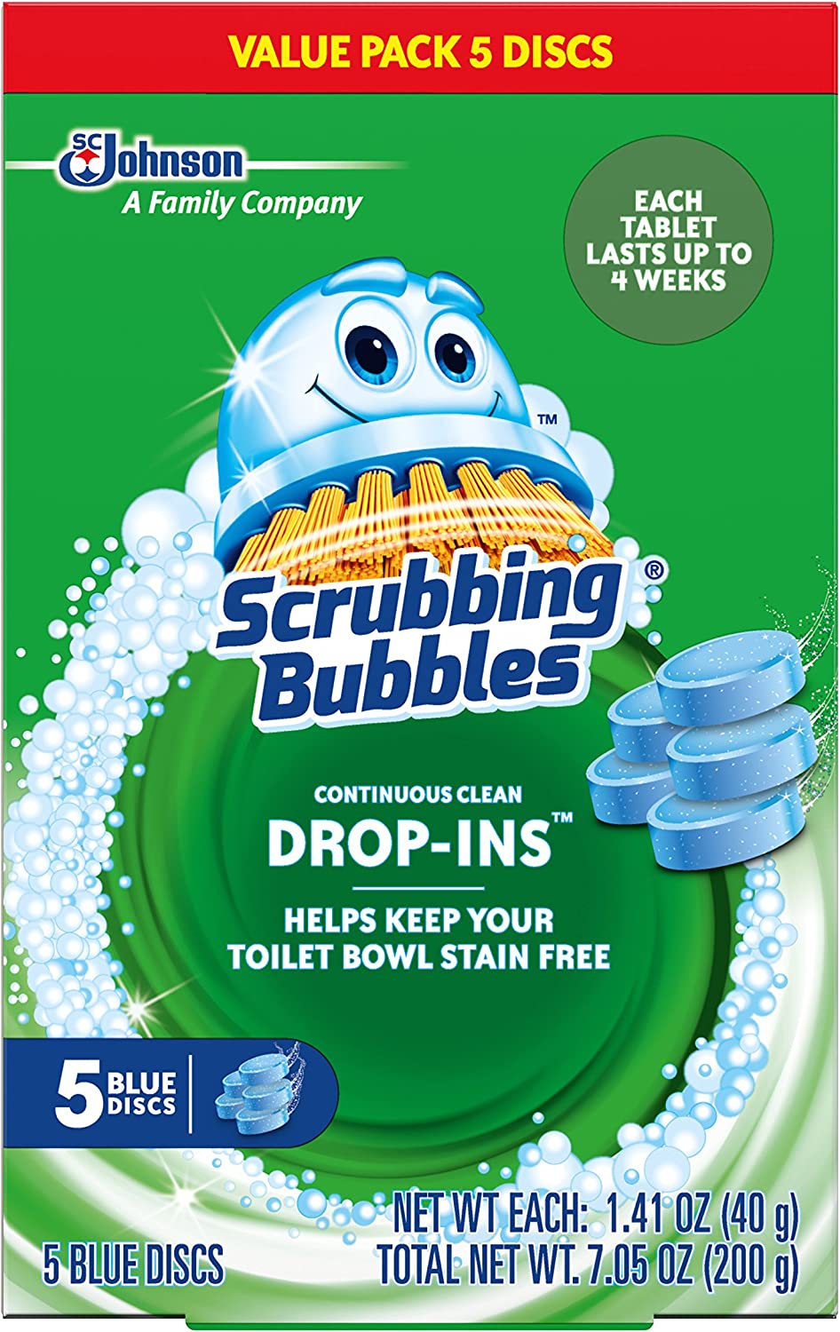 SC Johnson Scrubbing Bubbles Continuous Clean Drop-Ins Helps Keep Your Toilet Bowl Stain Free