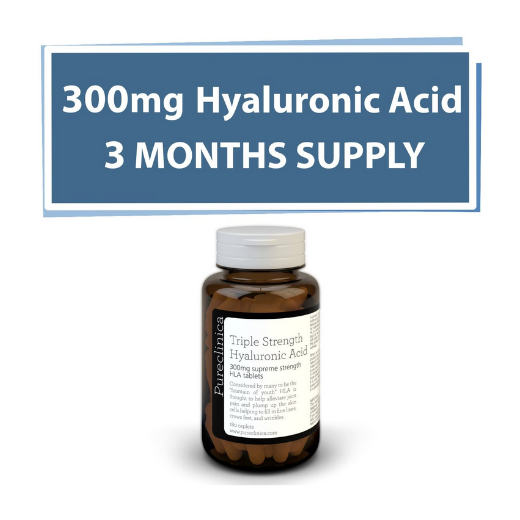 Pureclinica Triple Strength Hyaluronic Acid 300mg, 180 Tablets, 3 Months Supply