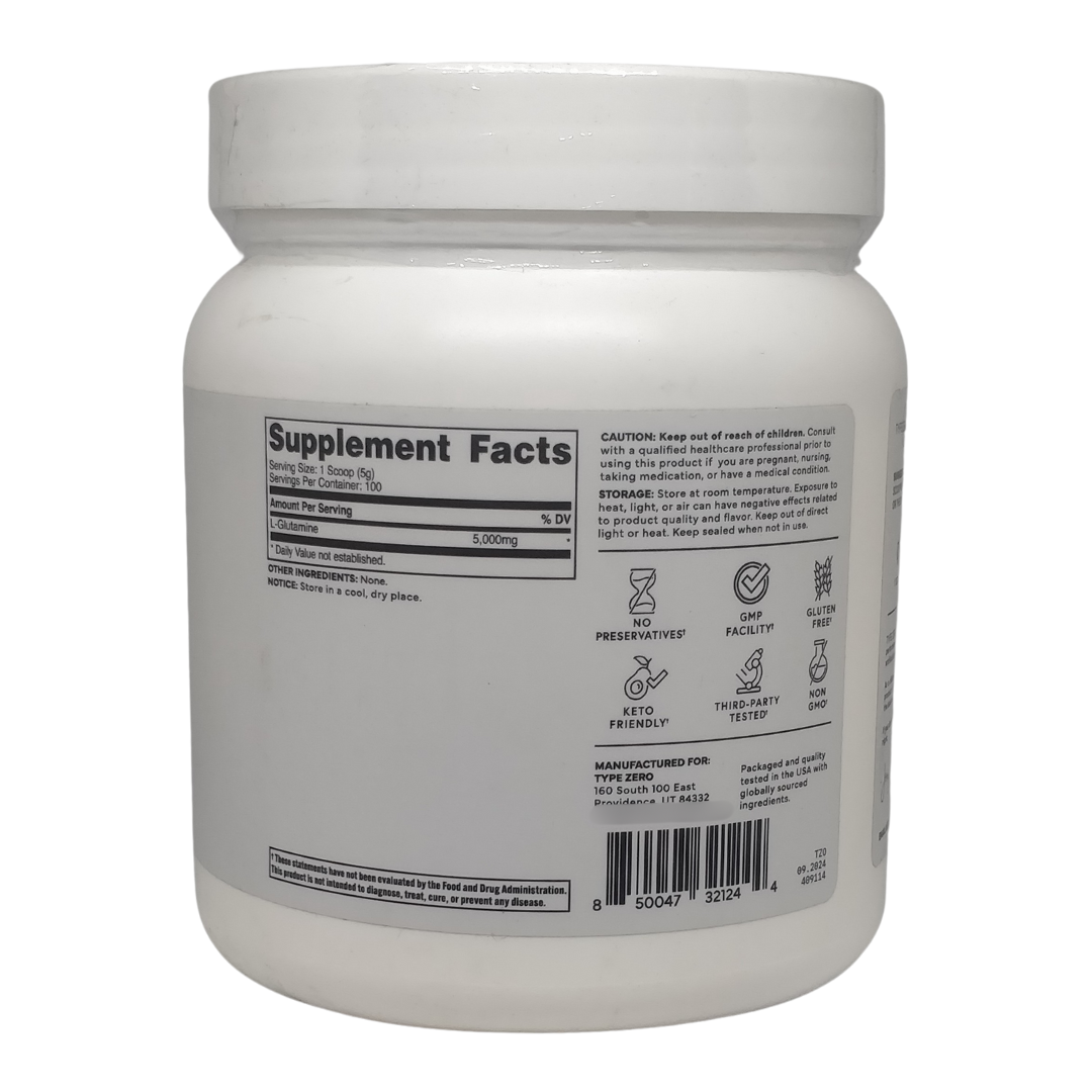 Type Zero Clean L-Glutamine 5,000 mg, 17.9 oz / 500 g