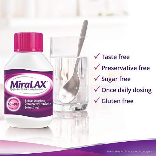 MiraLAX Laxative Powder for Gentle Constipation Relief, 45 Once-Daily Doses, 26.9 oz. / 765g
