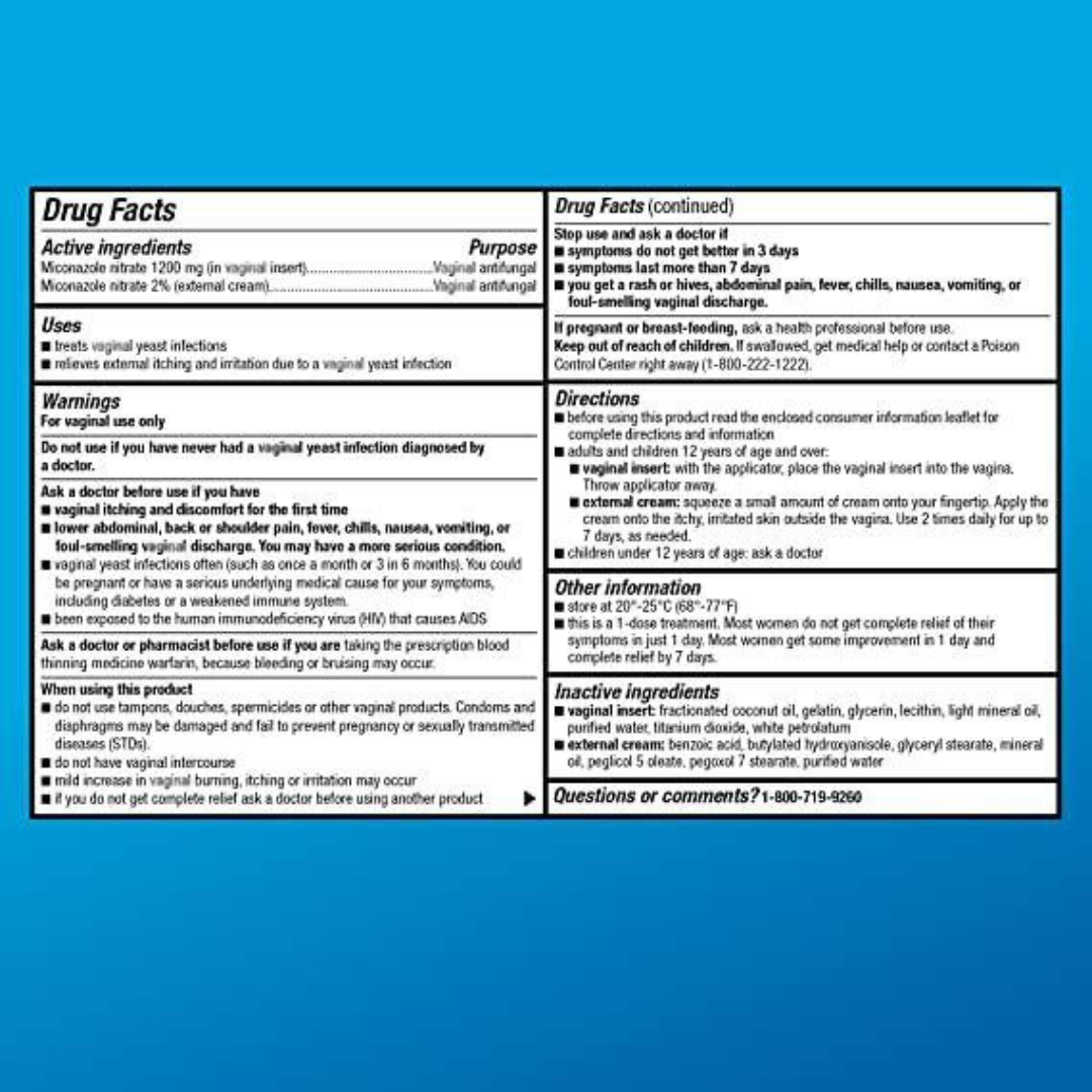 Miconazole Nitrate Insert & Cream Antifungal For Yeast Infection 1 Softgel Insert + 0.32 ounce Tube
