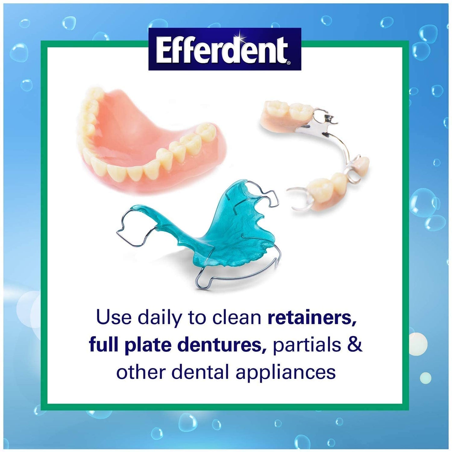 Efferdent Plus Mint Anti-Bacterial Denture Cleanser (90 Tablets) Fresh & Minty Clean