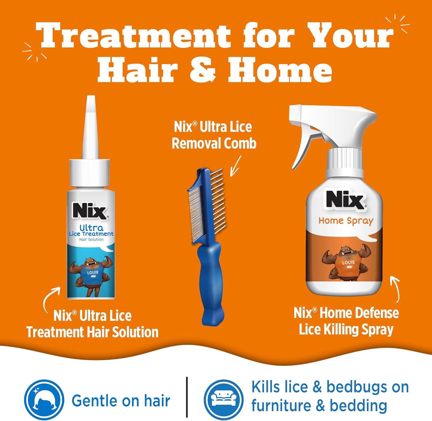 Nix Lice Removal Kit - Hair Solution (100ml) Lice Killing Spray (147.86ml)