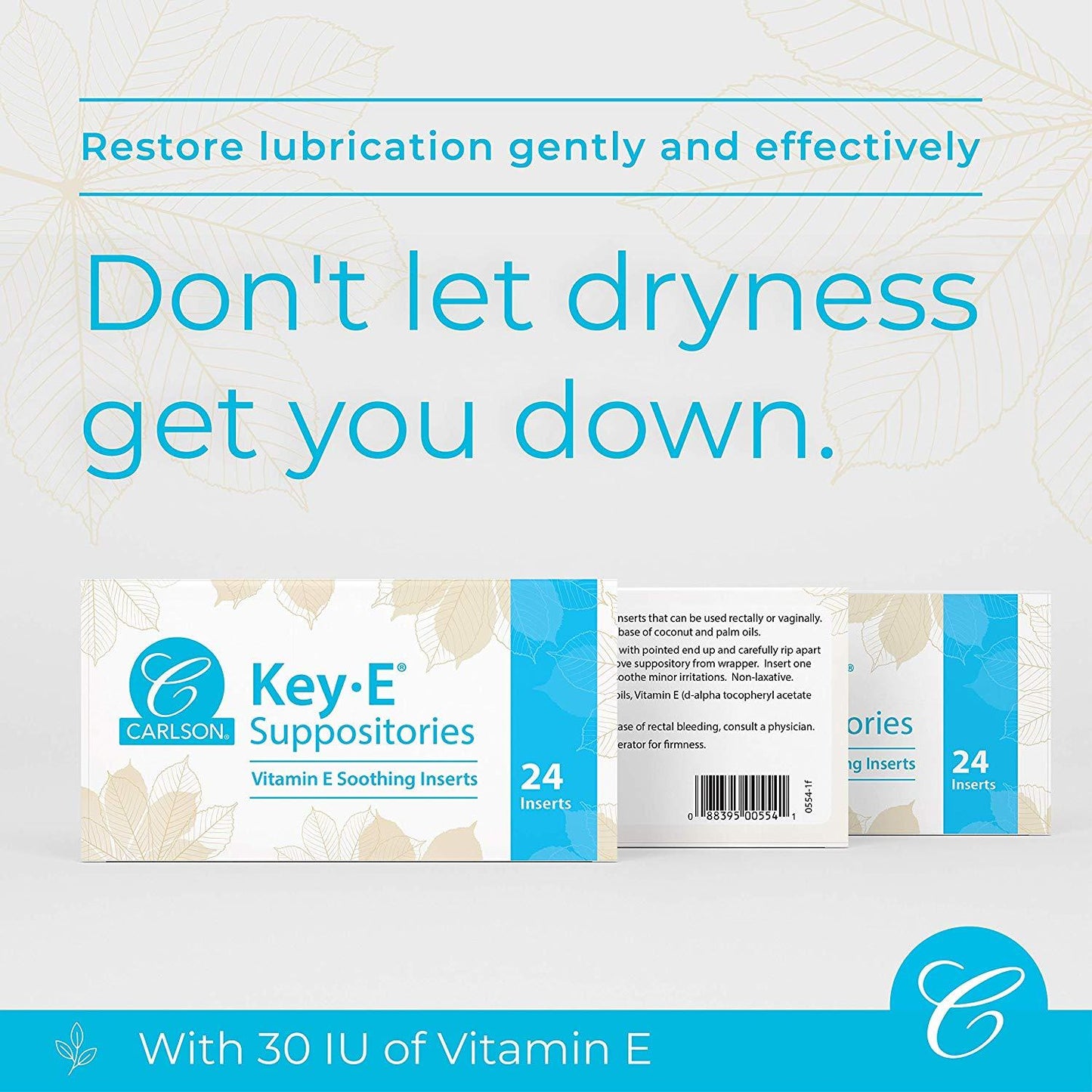Carlson Vitamin E 30 IU Vaginal and Rectal Suppositories Box of 24