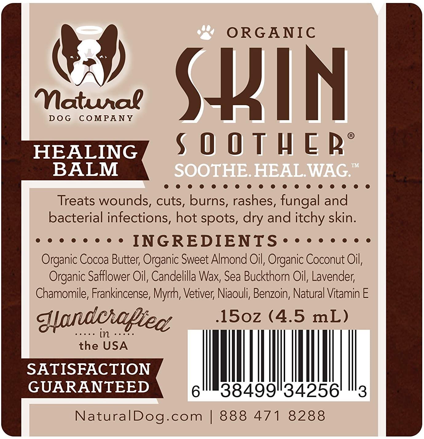 Natural Dog Company Skin Soother, All Natural Healing Balm for Dogs, Relieves Dry, Itchy Skin, Treats Skin Irritations 0.15 oz