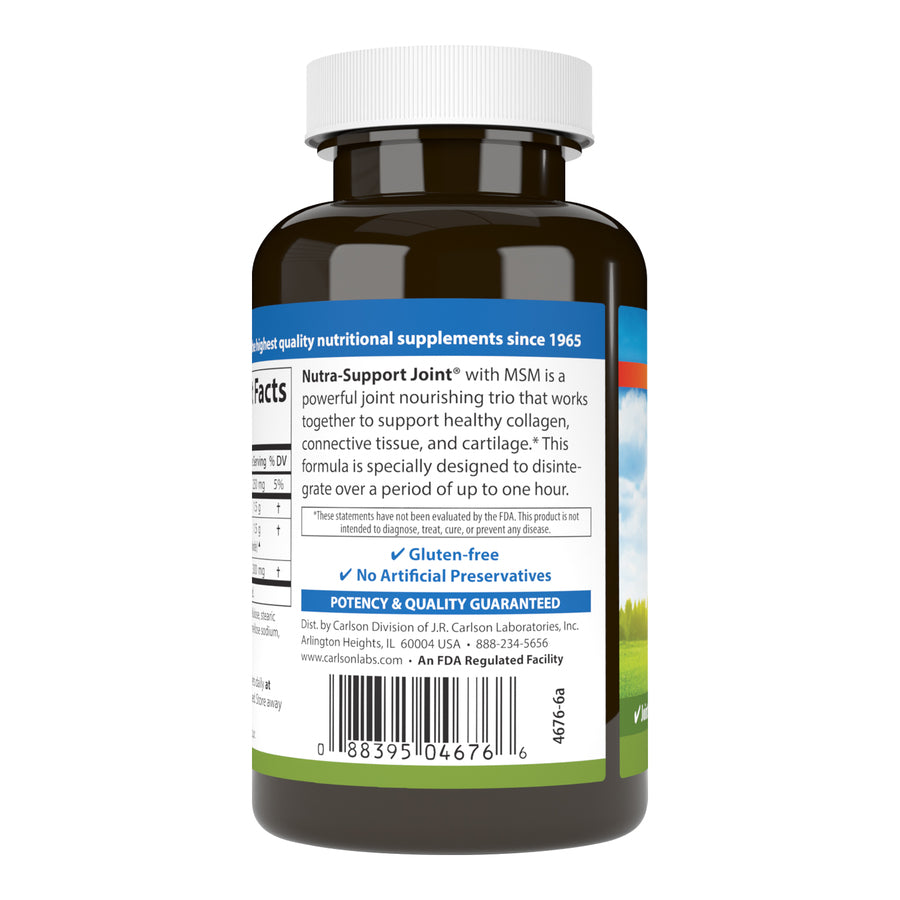 Carlson Nutra-Support Joint Glucosamine, Chondroitin & MSM 60 Tablets Joint Function & Cartilage Support