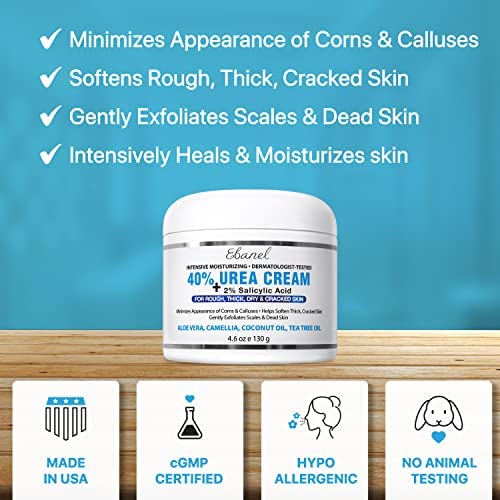 Ebanel 40% Urea Cream + 2% Salicylic Acid for Rough Thick Dry and Rough Skin 4.6 Oz