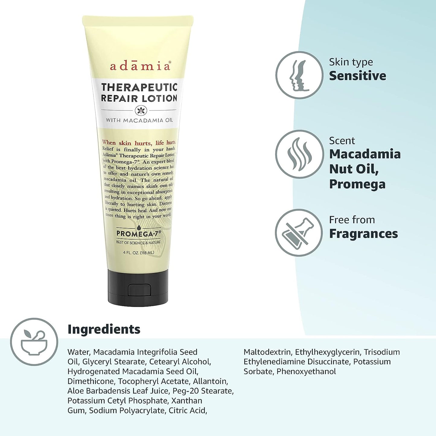 Adamia Therapeutic Repair Lotion with Macadamia Nut Oil 4fl.oz./118ml
