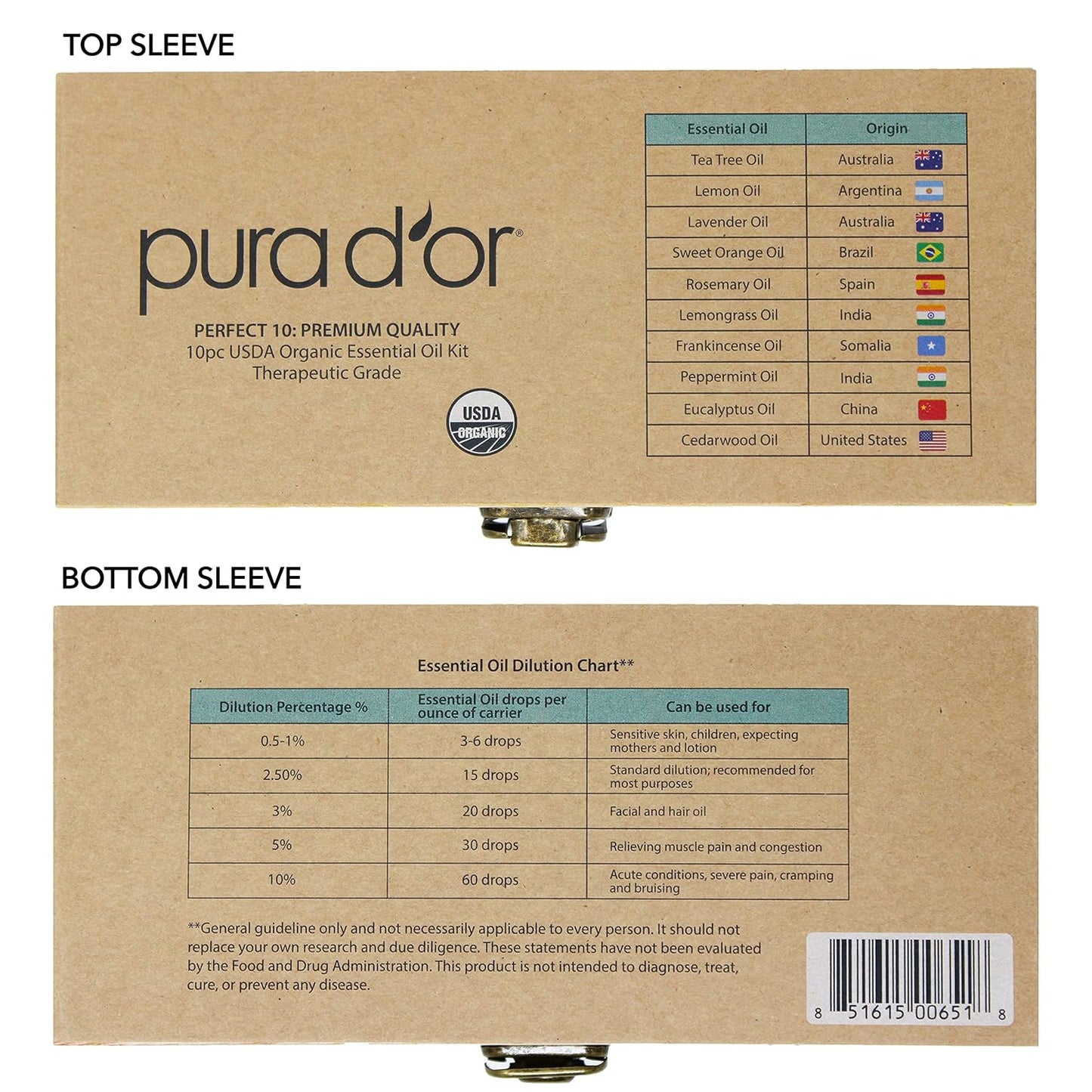 Pura D'or Pure Essential Oil Therapeutic Grace 10ml / .33 fl oz Each