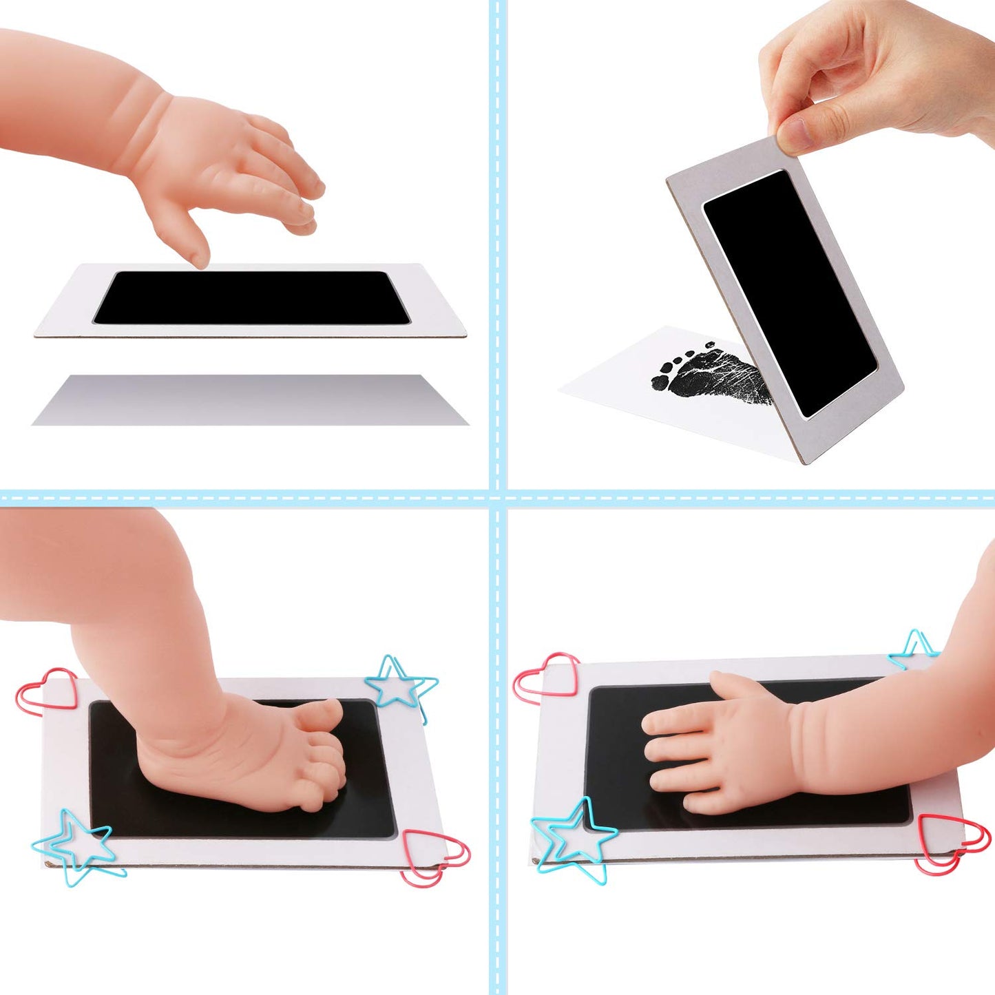 Baby Handprint and Footprint Clean Touch Inkless Kit - 4 Ink Pads and 8 Imprint Cards