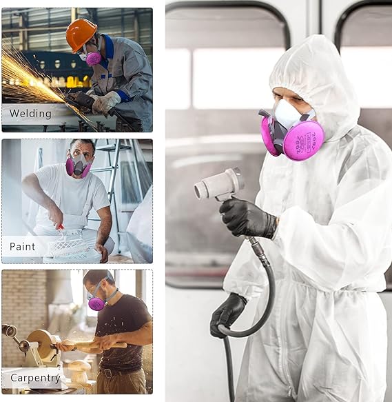 Respirator Mask, Reusable Half Face with Filter Set (Pink)