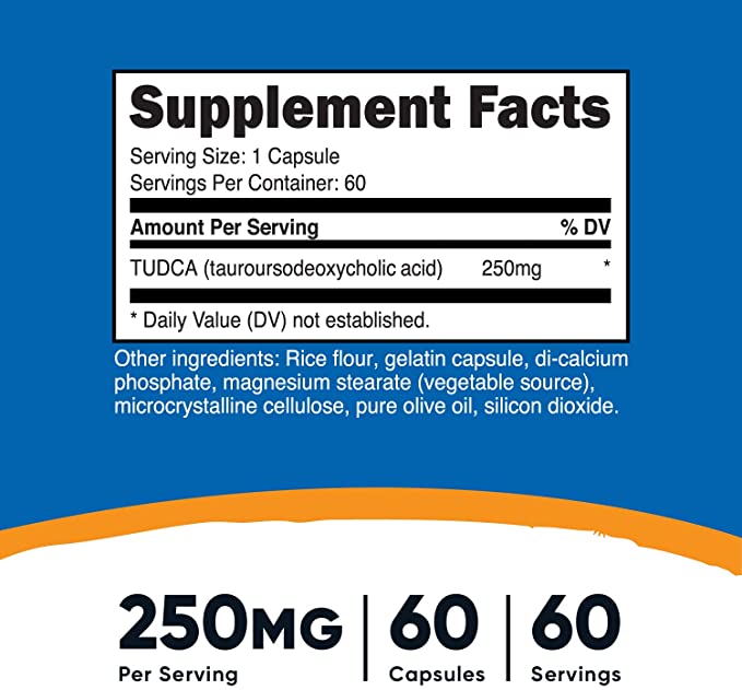 Nutricost Tudca Tauroursodeoxycholic Acid 250mg 60 Capsules