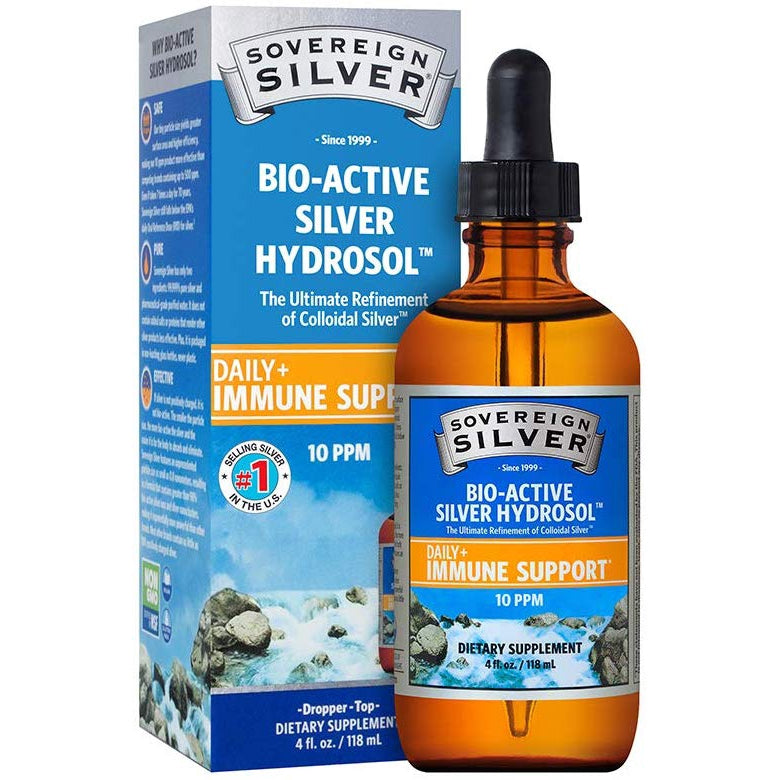 Sovereign Silver Bio-Active Silver Hydrosol Immune Support, Liquid Drops 4 fl. oz / 118 mL