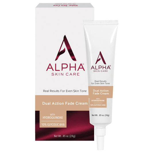 Alpha Skin Care Dual Action Fade Cream 10% Glycolic AHA with Hydroquinone for Even Skin Tone, 0.85 oz. / 24g