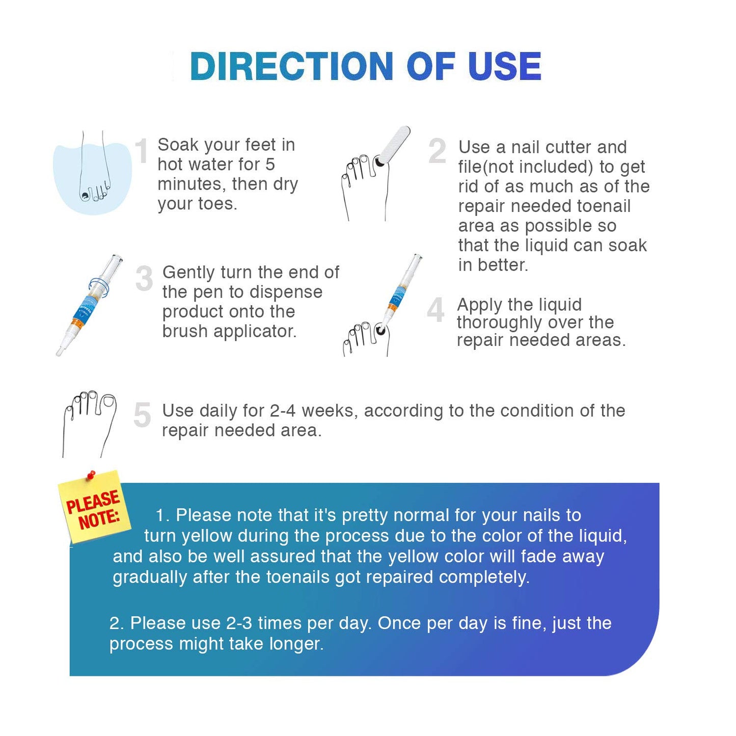 Ariella Toenail and Nail Repair Pen, Fixes and Restores Discolored and Damaged Nails (2 pcs) No Box