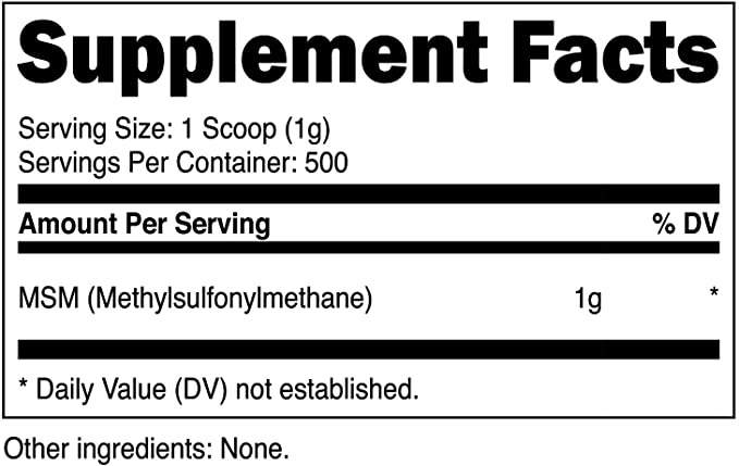 Nutricost Pure MSM Powder Methylsulfonylmethane 1g per serving Non- GMO Gluten Free 500 g