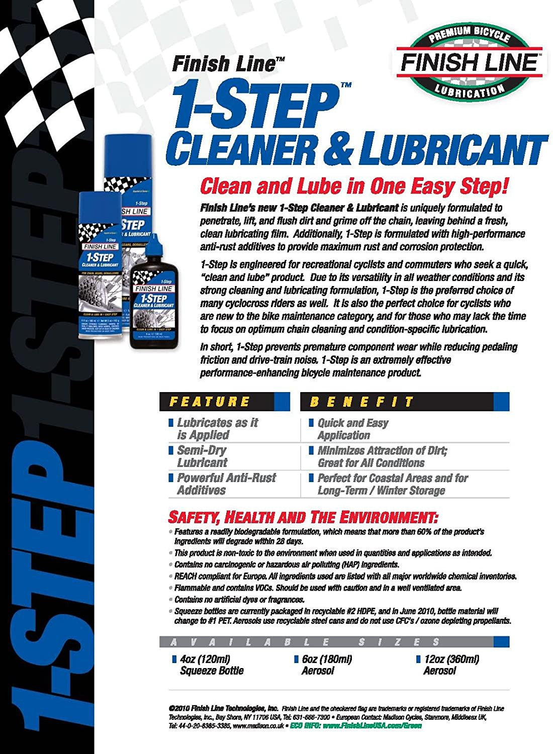 Finish Line USA Imported 1-Step Bicycle Chain Cleaner & Lubricant 4 oz