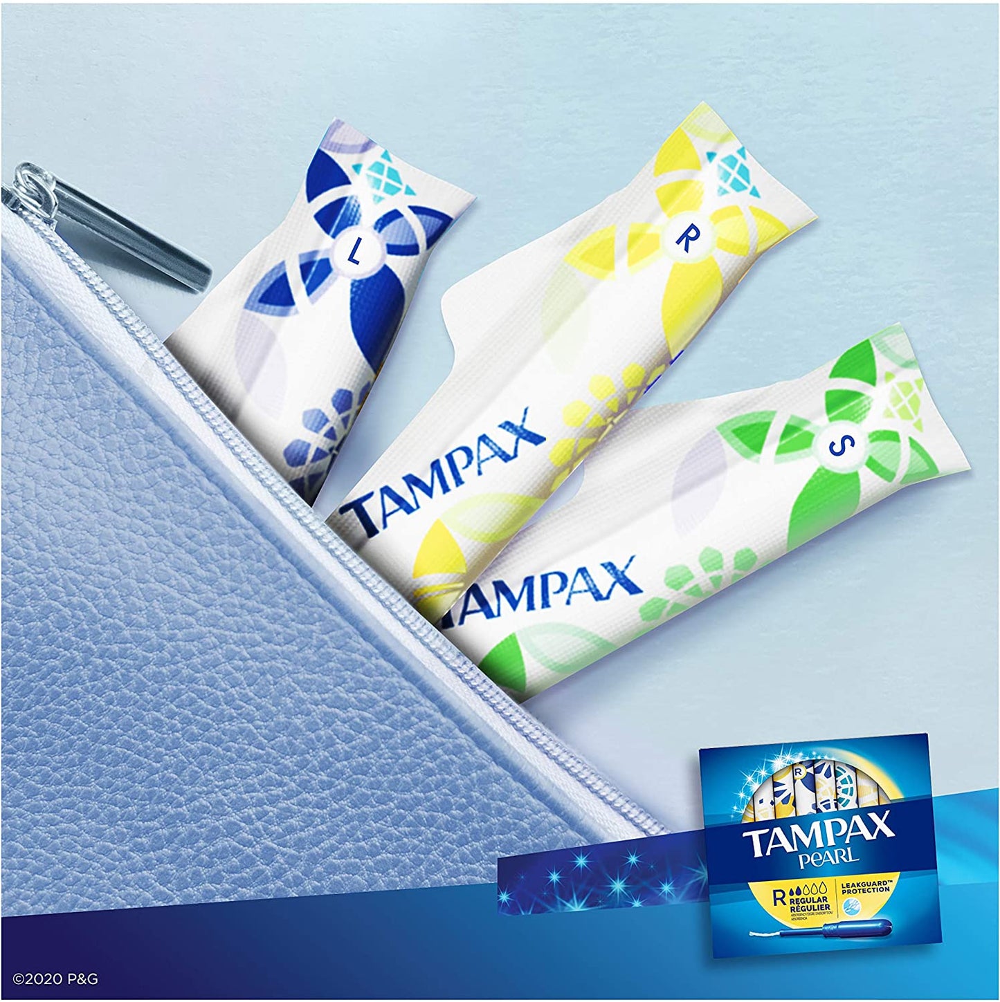 Tampax Pearl Tampons Regular Absorbency with LeakGuard Braid, Unscented, 50 Count