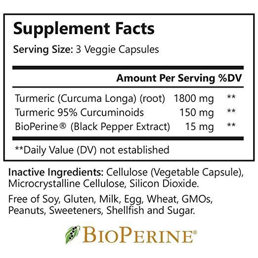 Natures Nutrition Turmeric Curcumin with BioPerine 1950 mg