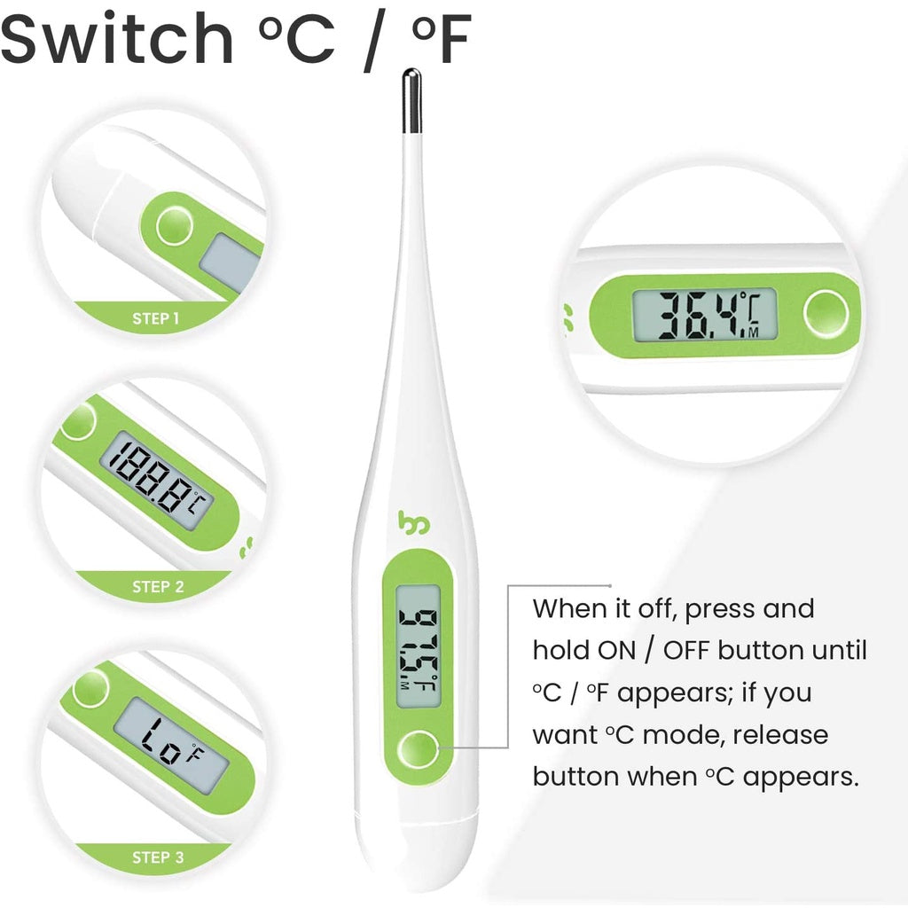 Femometer Digital Thermometer DMT-2032 with Fever Alert, Memory Recall, Gray