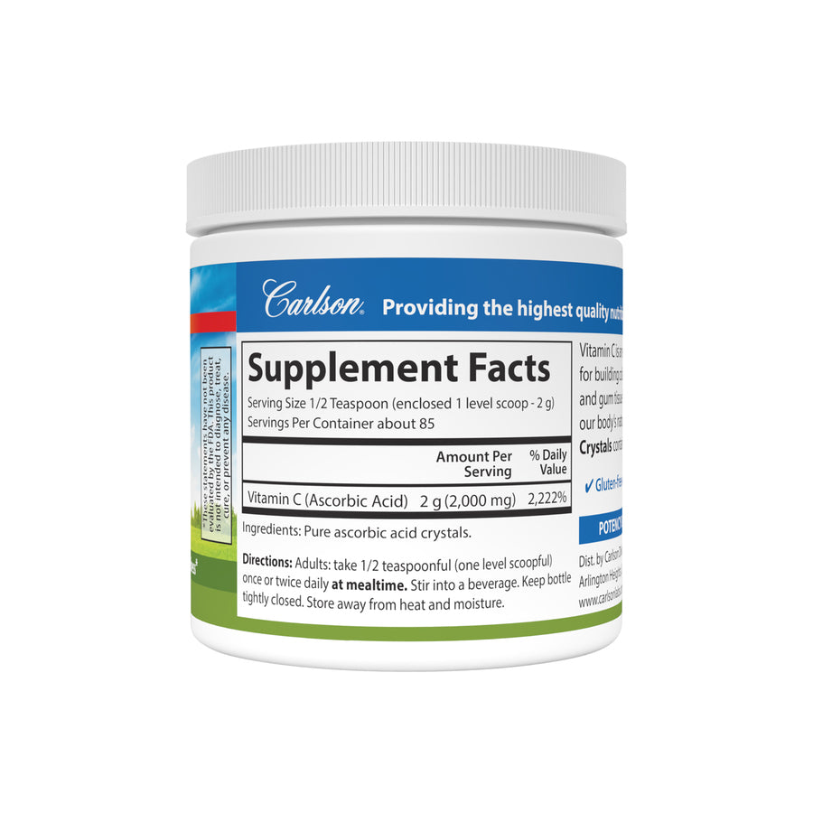 Carlson Vitamin C Crystals 2,000mg Non-GMO 6 oz. / 170g Immune Support. Antioxidant & Optimal Wellness
