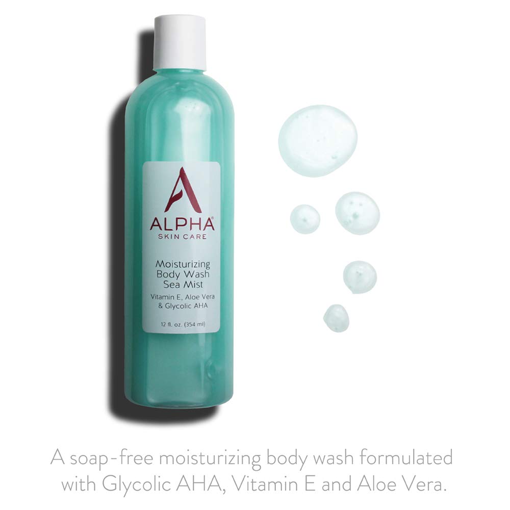 Alpha Skin Care Moisturizing Body Wash Sea Mist with Vitamin E, Aloe Vera & Glycolic AHA, 12 fl.oz / 354ml
