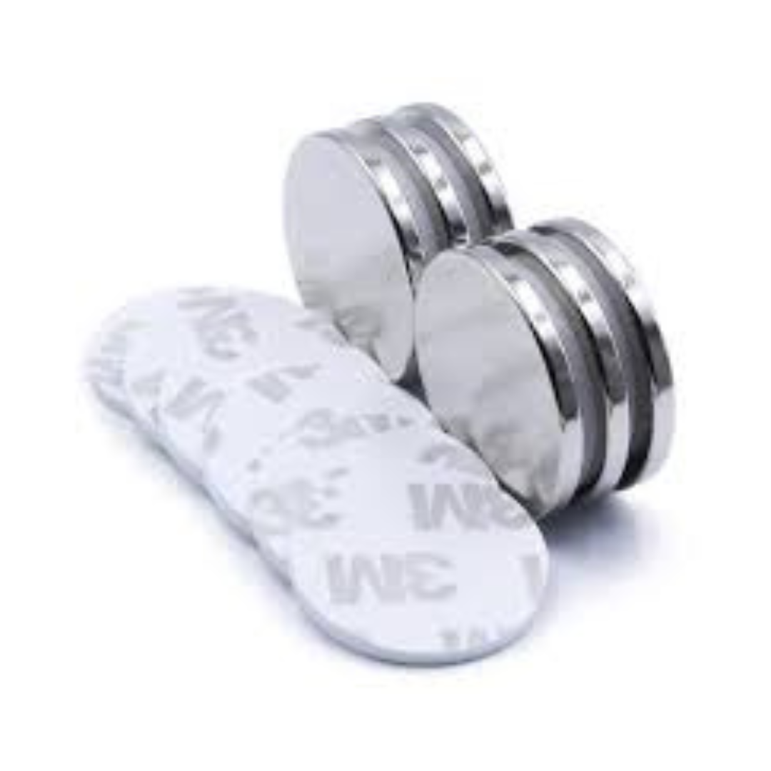 Super Strong Neo dym ium Disc Magnets with Double-Sided Adhesive, 1.26 inch D x 1/8 inch H - 6 Packs