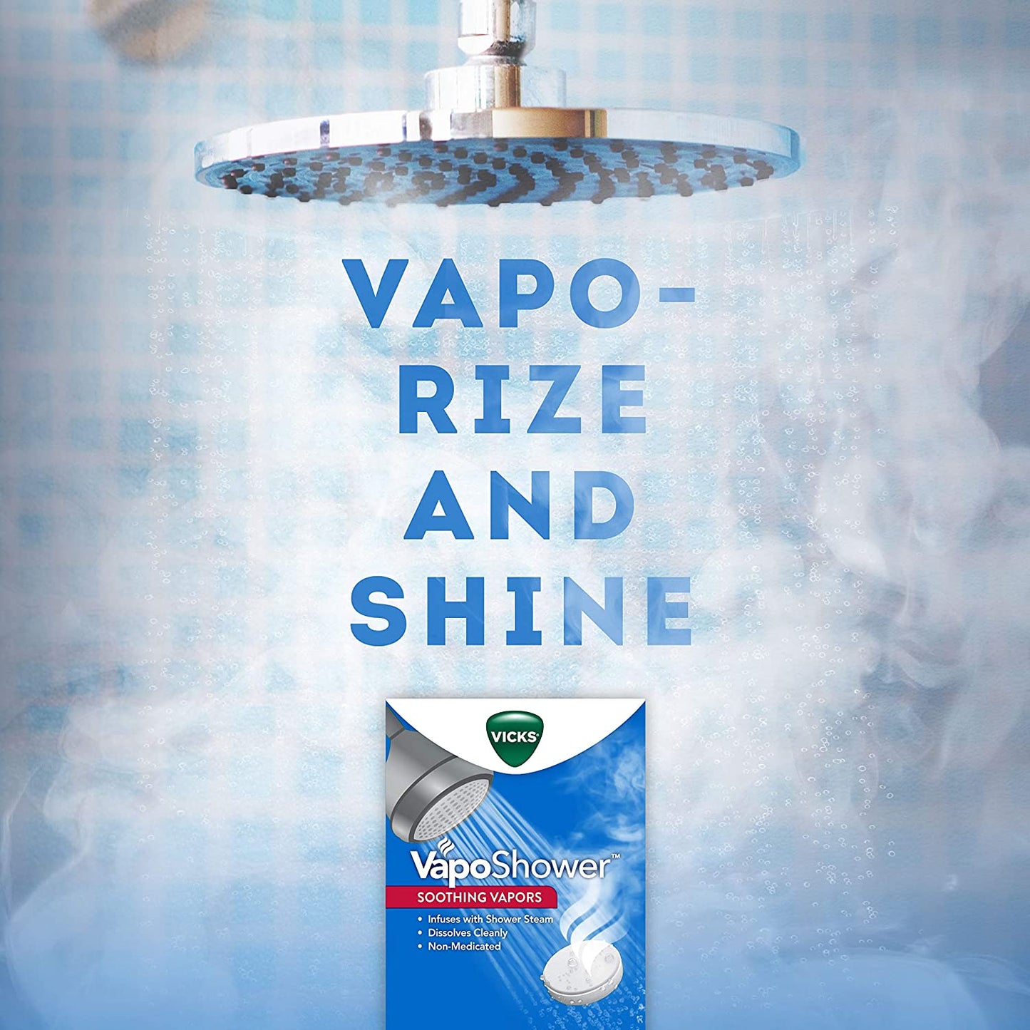 Vicks VapoShower (3 Shower Tablets) Shower Bomb, Aromatherapy Vapors, Eucaplytus & Menthol, Soothing