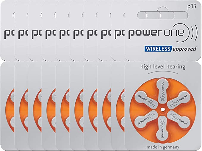 Powerone Size 13 Hearing Aid Batteries Zinc Air P13 Pack of 60