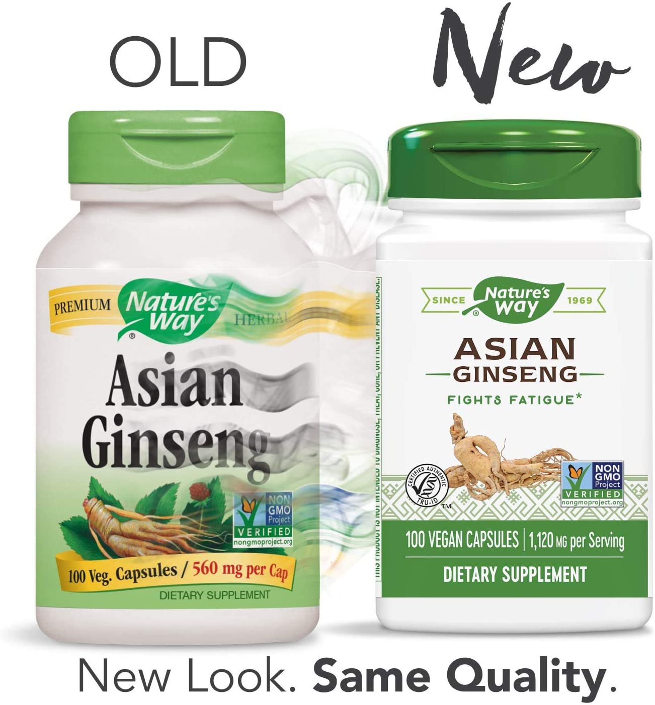 Nature's Way Premium Herbal Asian Ginseng 1,120mg per serving, 100 Veggie Caps