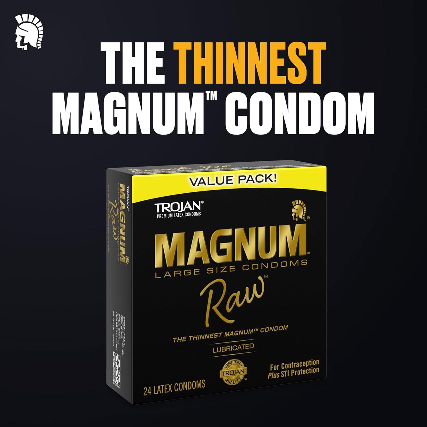 Trojan Magnum Large Size Condom Raw Lubricated 24 Latex Condoms
