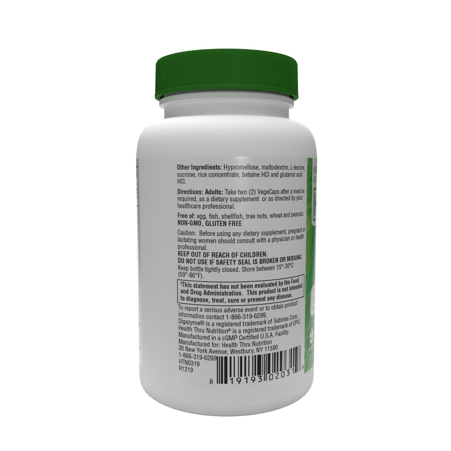 Health Thru Nutrition Digest Aid Enzyme Complex, 520mg, 60 Capsules Complete Digestive Support NON-GMO