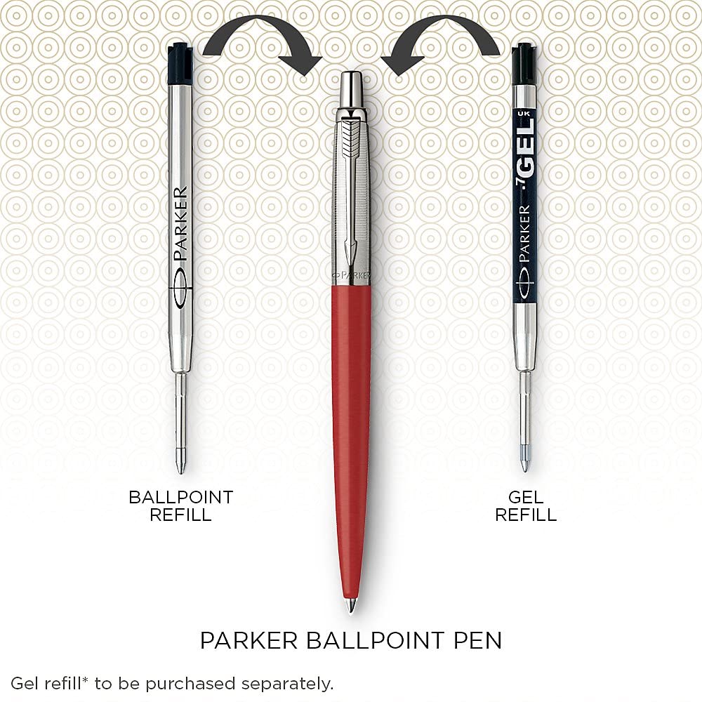 Parker 1953170 Jotter Ballpoint Pen, Stainless Steel w/ Chrome Trim, Medium Point Blue Ink, Gift Box