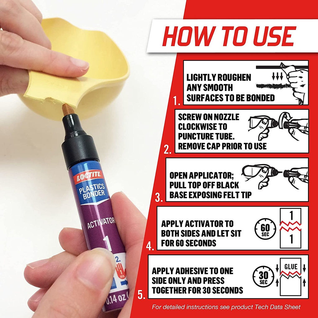 Loctite Super Glue Plastics Bonding System, 2g Plastics Bonder & 4g Activator