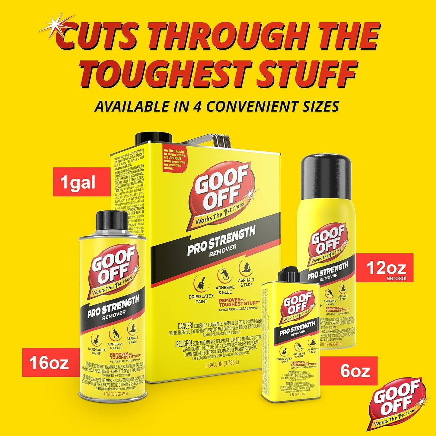 Goof Off Pro Strength Dried Latex, Adhesive, Asphalt Remover 12 oz / 340g