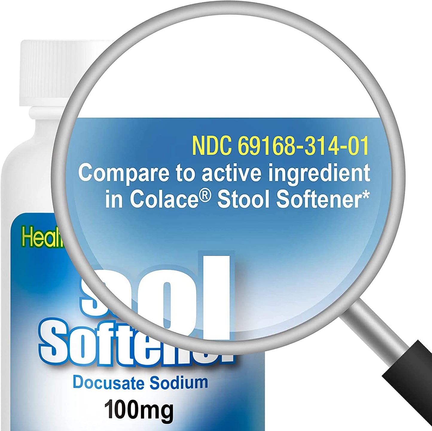 HealthA2Z Stool Softener Docusate Sodium 100mg, 100 Capsules