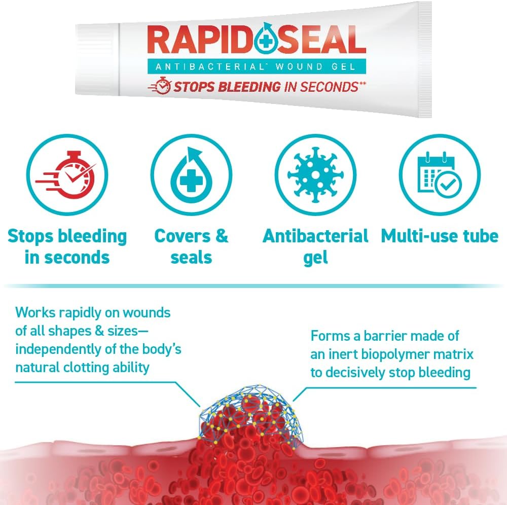 Rapid Seal Antibacterial Wound Gel (0.5 fl oz / 14ml) 1 Tube (14 Uses)