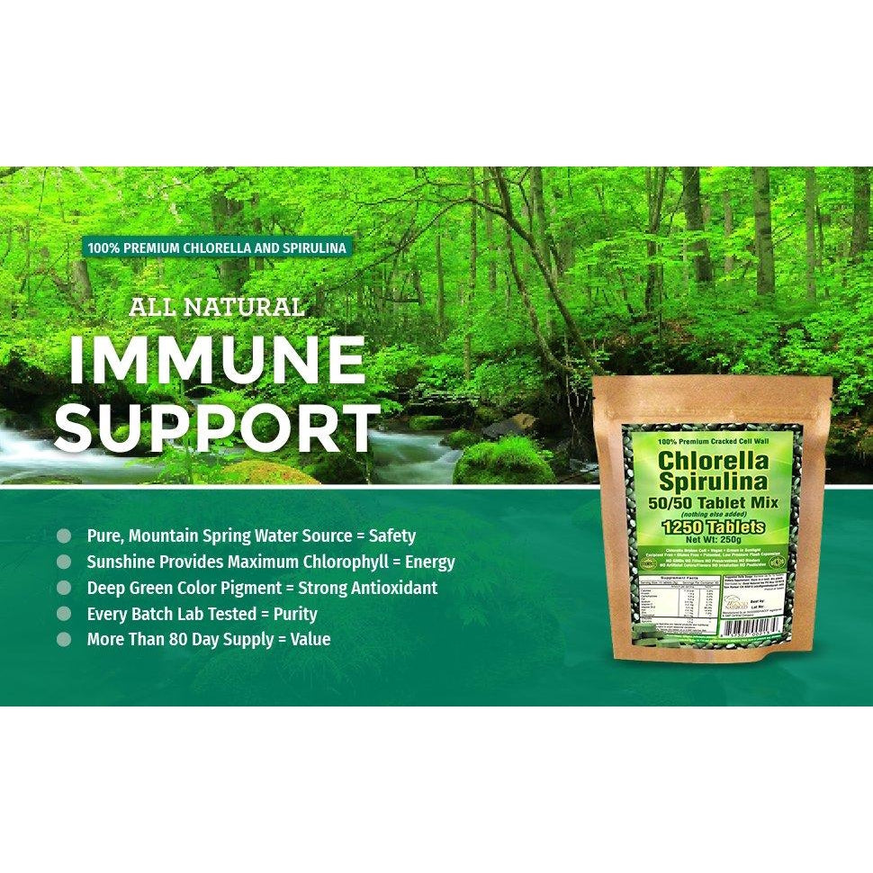 Chlorella Spirulina 50/50 Tablet Mix, 1250 Tablets 250g