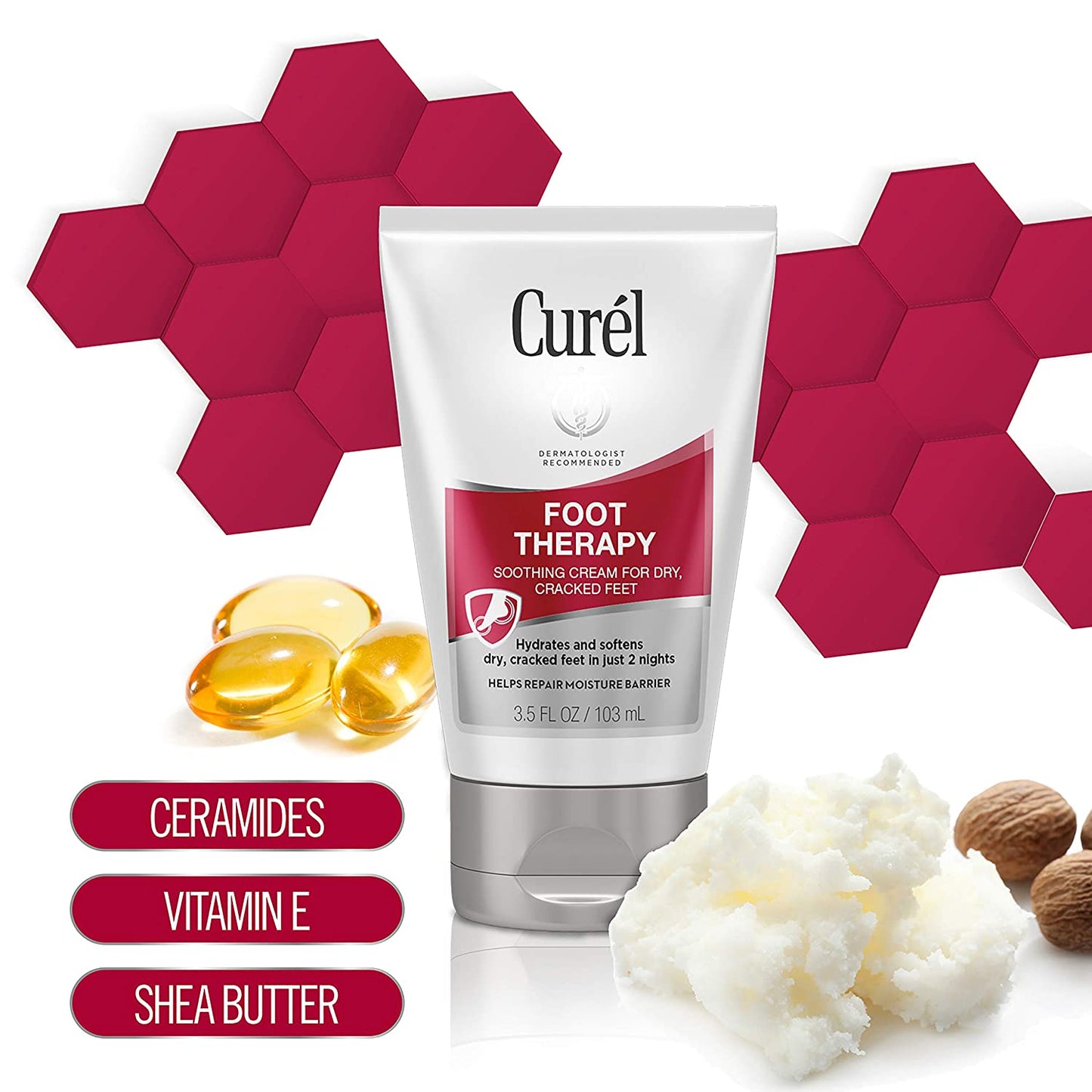 Curel Foot Therapy Soothing Cream For Dry, Cracked Feet, 3.5 fl.oz / 103ml