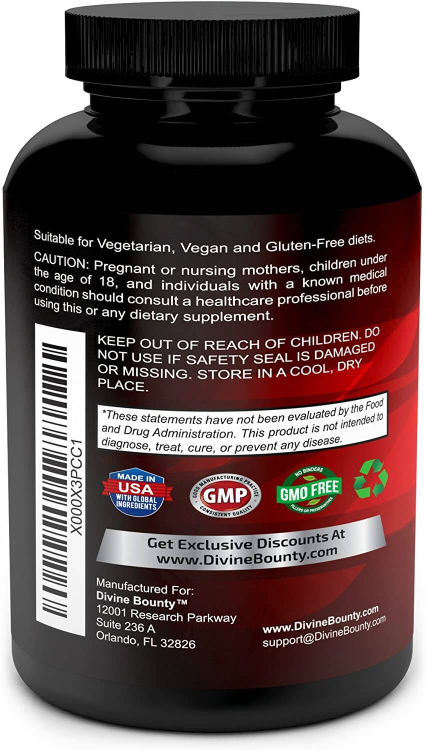 Divine Bounty Resveratrol Supplement 1400mg with Grape Green Tea Acai with Red Wine Extract, 60 Vegetarian Capsules