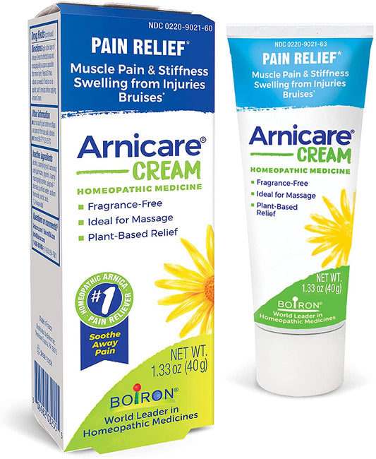 Boiron Arnicare Relief Cream Fragrance-Free Ideal for Massage, 1.33 oz. / 40g
